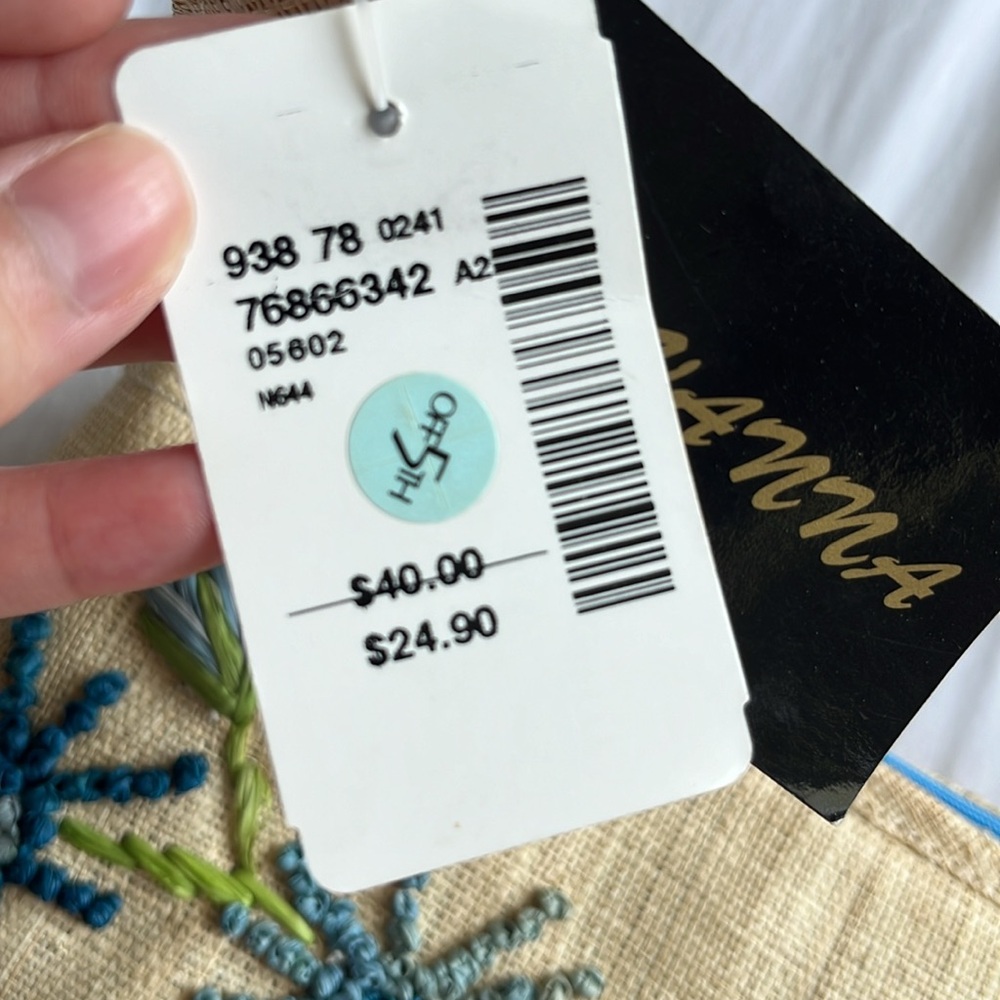Embroidered straw bag NWT - Picture 4 of 5